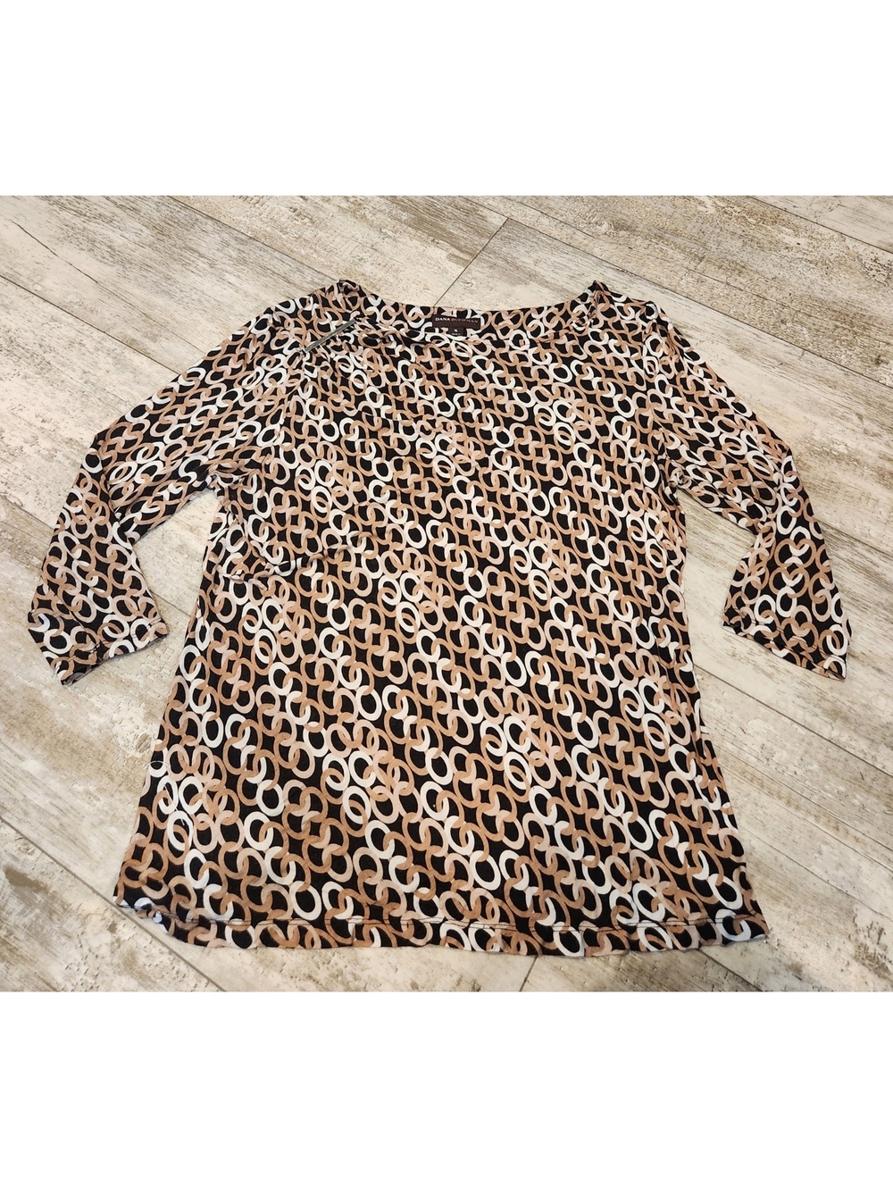 Dana Buchman XL Chain Print Tunic Quiet Luxury Retro Mod